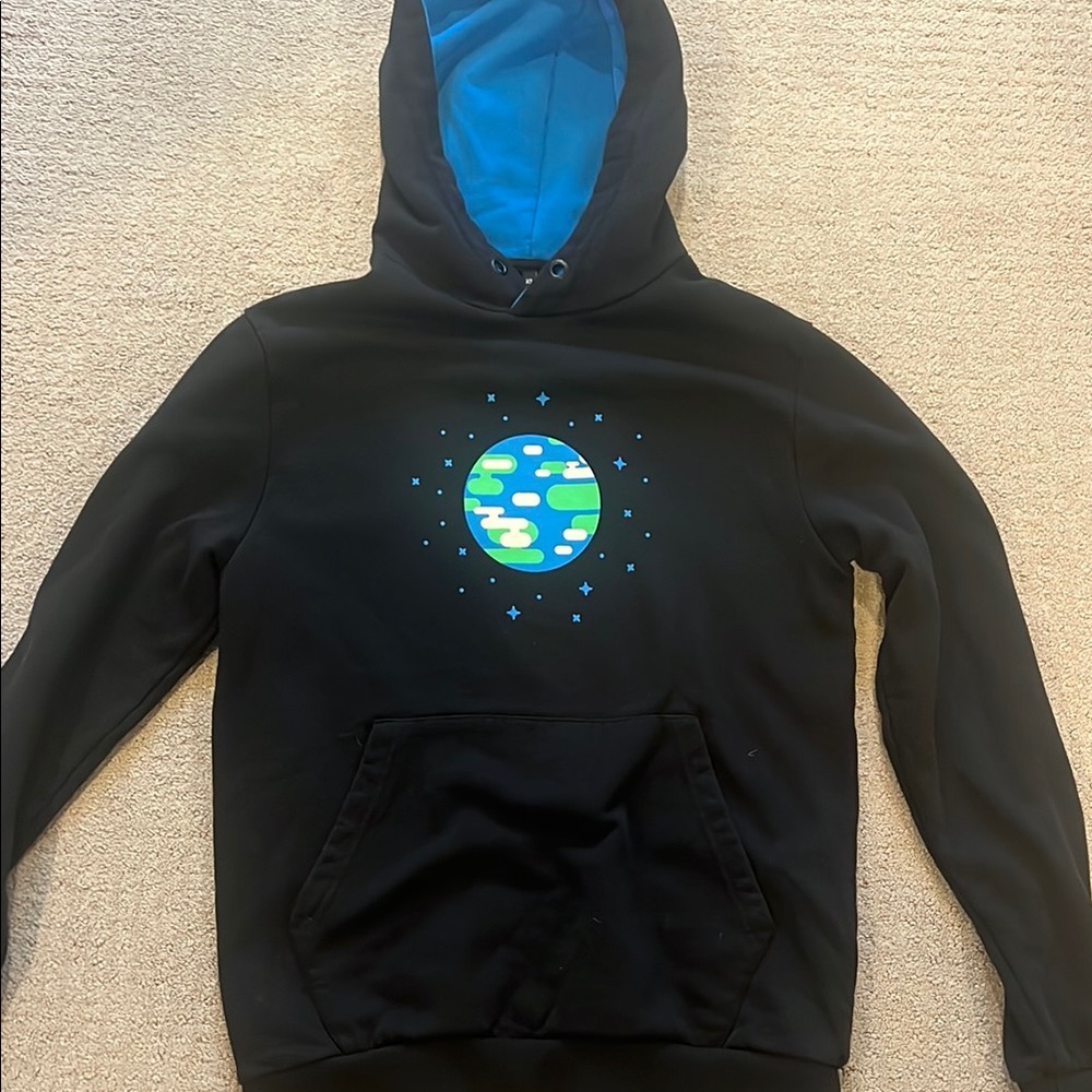 Black Hoodie with Earth Graphic Kurzhesagt Brand